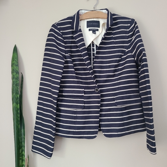Banana Republic Navy & Cream Striped Blazer - Picture 1 of 9
